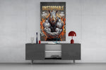 Unstoppable Muscular Rhino Glass Wall Art