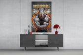 Unstoppable Muscular Rhino Glass Wall Art