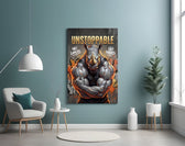 Unstoppable Muscular Rhino Glass Wall Art