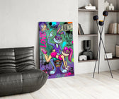 Love and Money Cartoon Rabbit Pop Art Glass Wall Art