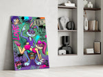 Love and Money Cartoon Rabbit Pop Art Glass Wall Art