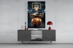 Gold High-Top Sneaker World Basketball Glass Wall Art