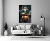 Gold High-Top Sneaker World Basketball Glass Wall Art