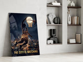 The City Is Watching Moonlit Slam Dunk Glass Wall Art