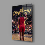 Dynasty Gold Typography Basketball Glass Wall Art