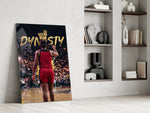 Dynasty Gold Typography Basketball Glass Wall Art