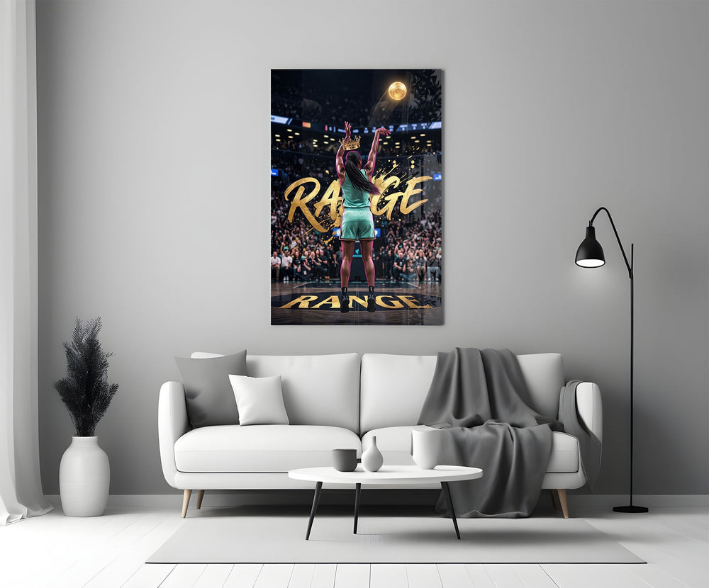 Range Gold Crown Basketball Shooter Glass Wall Art