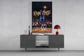 Relentless Gold Crown Basketball Jump Glass Wall Art