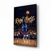 Relentless Gold Crown Basketball Jump Glass Wall Art