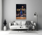Relentless Gold Crown Basketball Jump Glass Wall Art