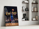 Relentless Gold Crown Basketball Jump Glass Wall Art