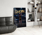 Queen Jeweled Crown Basketball Shooter Glass Wall Art