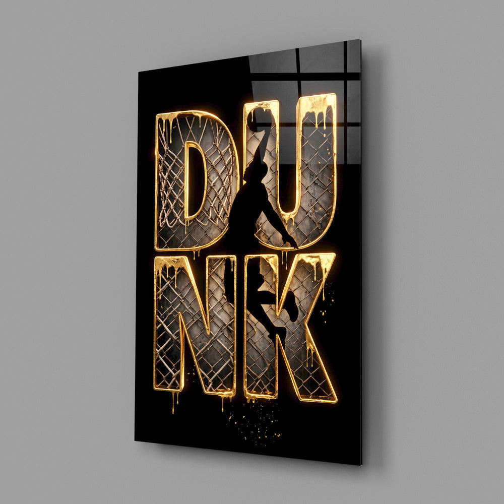 Dunk Gold Drip Basketball Net Glass Wall Art