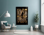 Dunk Gold Drip Basketball Net Glass Wall Art