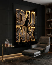 Dunk Gold Drip Basketball Net Glass Wall Art
