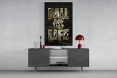 Ball Is Life Gold Typography Basketball Glass Wall Art