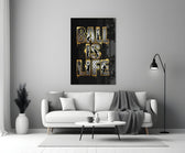 Ball Is Life Gold Typography Basketball Glass Wall Art