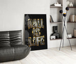 Ball Is Life Gold Typography Basketball Glass Wall Art