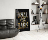 Ball Is Life Gold Typography Basketball Glass Wall Art