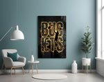 Buckets Gold Basketball Typography Glass Wall Art