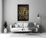 Buckets Gold Basketball Typography Glass Wall Art