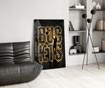 Buckets Gold Basketball Typography Glass Wall Art