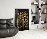 Buckets Gold Basketball Typography Glass Wall Art