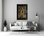 Hooper Gold Basketball Typography Glass Wall Art