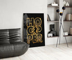 Hooper Gold Basketball Typography Glass Wall Art