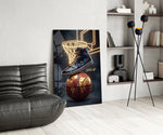 Laced Up Sneaker Neon Hoop Glass Wall Art
