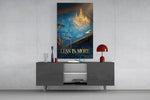 Less Is More Golden Blueprint Glass Wall Art