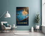 Less Is More Golden Blueprint Glass Wall Art
