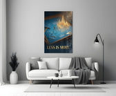 Less Is More Golden Blueprint Glass Wall Art