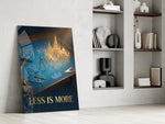 Less Is More Golden Blueprint Glass Wall Art