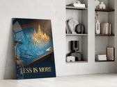 Less Is More Golden Blueprint Glass Wall Art