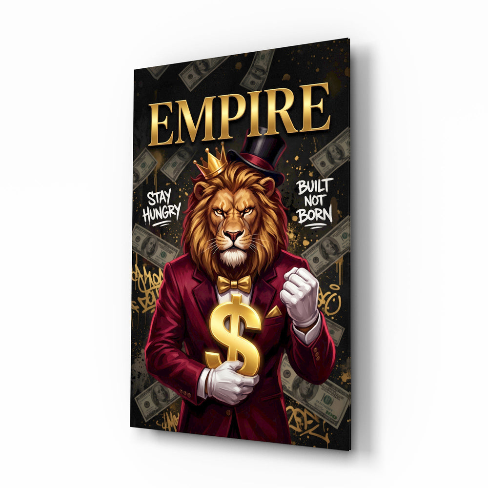 Empire Crowned Lion Gold Dollar Glass Wall Art