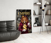 Empire Crowned Lion Gold Dollar Glass Wall Art