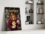 Empire Crowned Lion Gold Dollar Glass Wall Art
