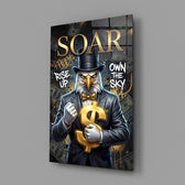 Soar Suited Eagle Gold Dollar Glass Wall Art