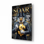Soar Suited Eagle Gold Dollar Glass Wall Art