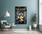 Soar Suited Eagle Gold Dollar Glass Wall Art