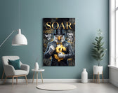 Soar Suited Eagle Gold Dollar Glass Wall Art