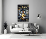 Soar Suited Eagle Gold Dollar Glass Wall Art