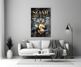 Soar Suited Eagle Gold Dollar Glass Wall Art