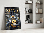 Soar Suited Eagle Gold Dollar Glass Wall Art