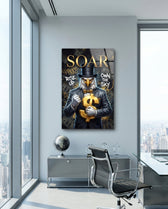 Soar Suited Eagle Gold Dollar Glass Wall Art