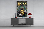 Boss Suited Gorilla Gold Dollar Glass Wall Art