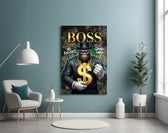 Boss Suited Gorilla Gold Dollar Glass Wall Art