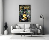 Boss Suited Gorilla Gold Dollar Glass Wall Art