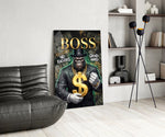 Boss Suited Gorilla Gold Dollar Glass Wall Art